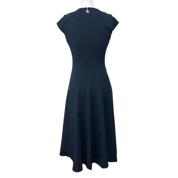 Tommy Hilfiger Dress Navy Blue Midi Fit & Flare Short Sleeve Stretch Womens Sz 2 - Picture 6 of 10